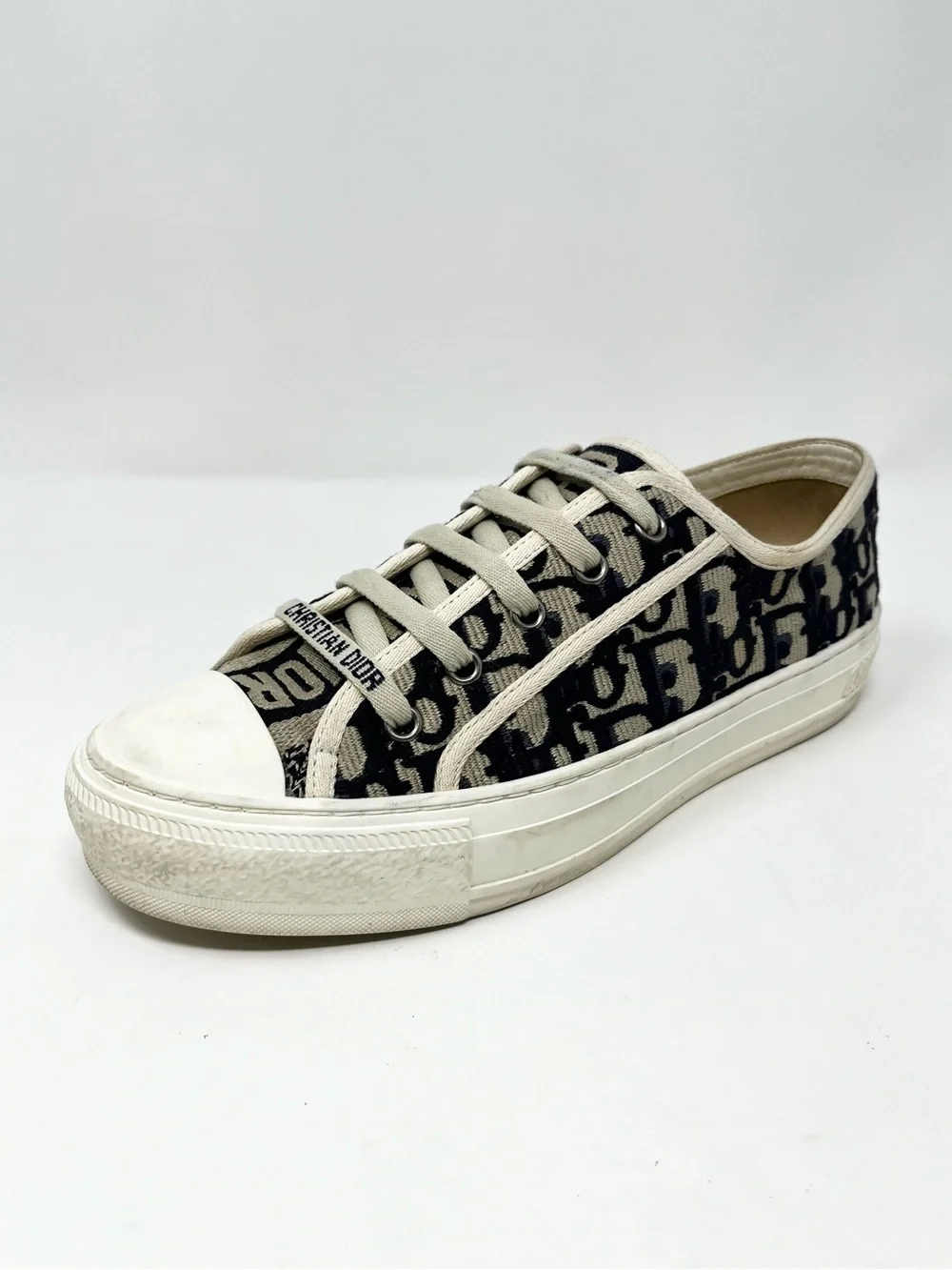 Christian Dior Walk N Dior Oblique Platform Sneakers Shoes Navy Blue White 37 7